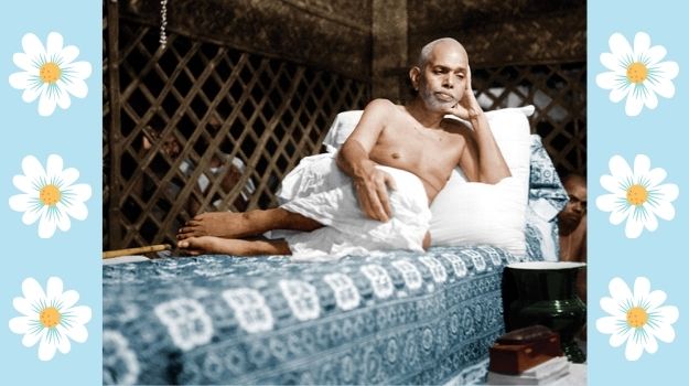 Sri Ramana Maharshi resting on his couch