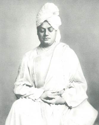 A picture of Swami Vivekananda meditating.